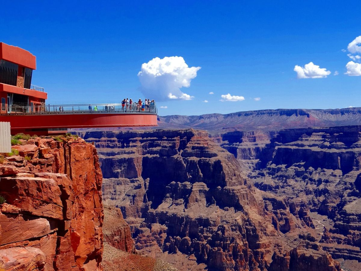 Grand Canyon West Rim Skywalk glass bridge over the canyon