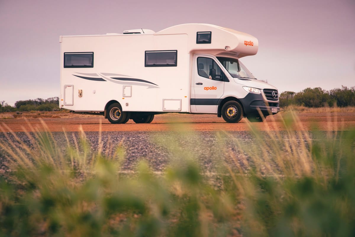 Apollo Euro Deluxe motorhome parked in the outback near Alice Springs, Australia